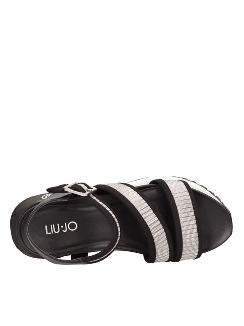 Sandals in eco-leather and suede LIU JO | BA3159 EX135NERO-ARGENTO